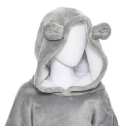 Sweat Plaid à Capuche Ours Gris Enfant Atmosphera -ATMOSPHERA Soldes Boutique sweat plaid a capuche ours gris enfant atmosphera 2