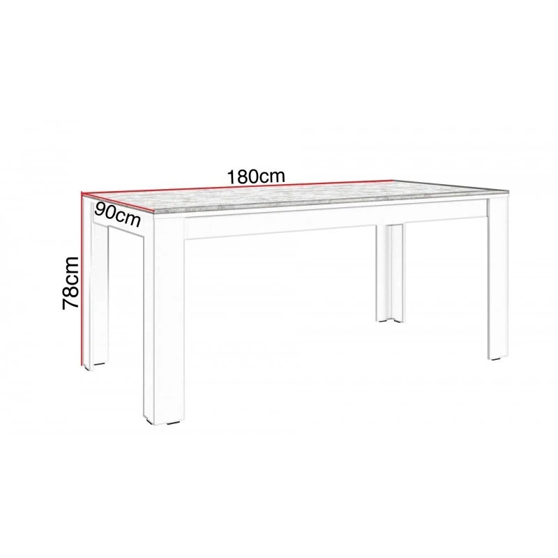 Table à Manger 180cm Blanc Et Gris Béton Gent 3 Table à Manger 180cm Blanc Et Gris Béton Gent – Image 3