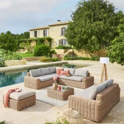 Table Basse Extérieure Carrée Savinia Coloris Tahini Hespéride -ATMOSPHERA Soldes Boutique table basse exterieure carree savinia coloris tahini hesperide 2