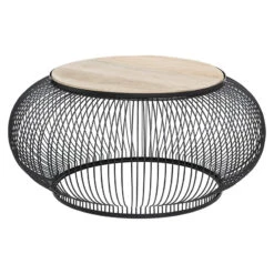 Table Basse X2 Métal Et Bois De Manguier Esther Atmosphera -ATMOSPHERA Soldes Boutique table basse x2 en metal et bois de manguier atmosphera 4