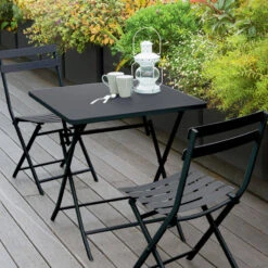 Table Carrée Pliante Greensboro 2p Graphite Hespéride -ATMOSPHERA Soldes Boutique table carree greensboro graphite 2