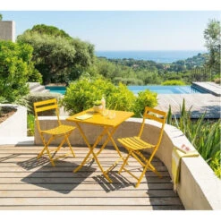 Table Carrée Pliante Greensboro 2p Jaune Moutarde Hespéride 8 Table Carrée Pliante Greensboro 2p Jaune Moutarde Hespéride -ATMOSPHERA Soldes Boutique table carree greensboro moutarde hesperide 3