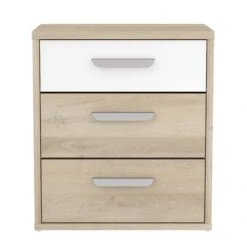 Demeyere Table De Chevet 3 Tiroirs Naturel Et Blanc Santorini -ATMOSPHERA Soldes Boutique table de chevet 3 tiroirs naturel et blanc santorini 3