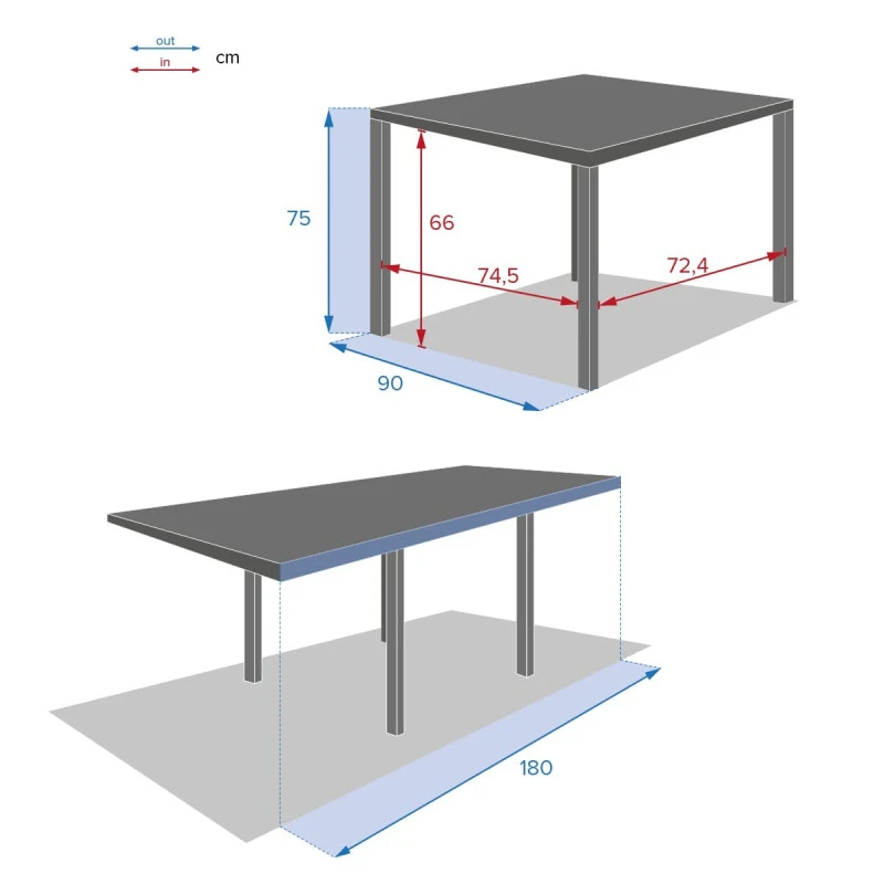 Table Piazza Extensible 8 Personnes Anthracite/graphite 5 Table Piazza Extensible 8 Personnes Anthracite/graphite – Image 5