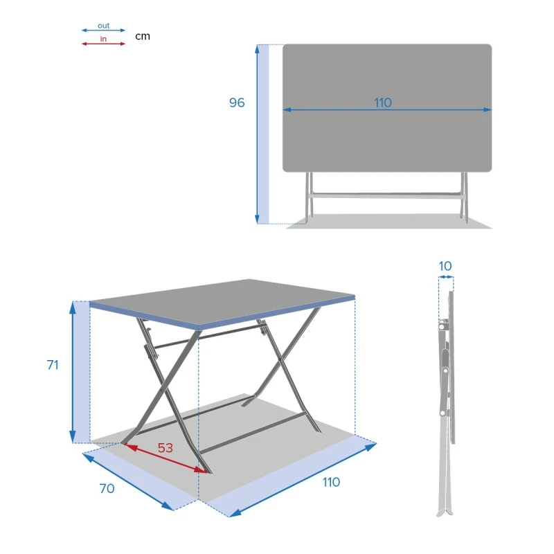 Table Rectangulaire Pliante Greensboro 4p Bleu Pétrole Hespéride 4 Table Rectangulaire Pliante Greensboro 4p Bleu Pétrole Hespéride – Image 4