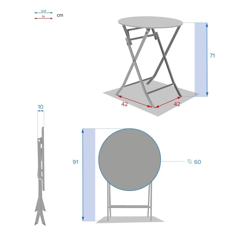 Table Ronde Pliante Greensboro 2p Bleu Pétrole Hespéride 4 Table Ronde Pliante Greensboro 2p Bleu Pétrole Hespéride – Image 4