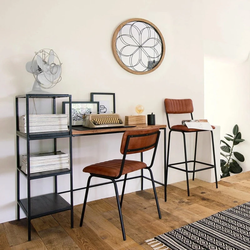 Tabouret De Bar En Cuir Marron Dario Atmosphera 2 Tabouret De Bar En Cuir Marron Dario Atmosphera – Image 2