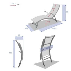 Transat Samba Pliable Bleu Canard/graphite Hespéride -ATMOSPHERA Soldes Boutique transat samba pliable bleu canard graphite hesperide 6