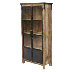 Vitrine 2 Portes Bois De Manguier Et Métal