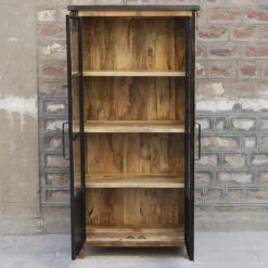 Vitrine 2 Portes Bois De Manguier Et Métal -ATMOSPHERA Soldes Boutique vitrine 2 portes bois de manguier et metal 1 3