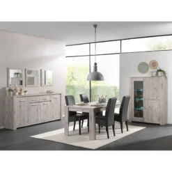 Vitrine 3 Portes LED Coloris Bois Clair Warschau -ATMOSPHERA Soldes Boutique vitrine 3 portes led coloris bois clair warschau 2