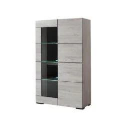 Vitrine éclairage LED Chêne Blanchi Elba