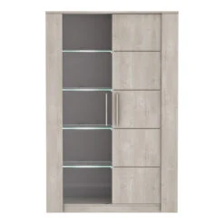 Demeyere Vitrine LED 2 Portes CANNES Chêne Champagne/béton Clair -ATMOSPHERA Soldes Boutique vitrine led 2 portes cannes chene champagne beton clair 2