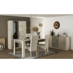 Demeyere Vitrine LED 2 Portes CANNES Chêne Champagne/béton Clair -ATMOSPHERA Soldes Boutique vitrine led 2 portes cannes chene champagne beton clair 5